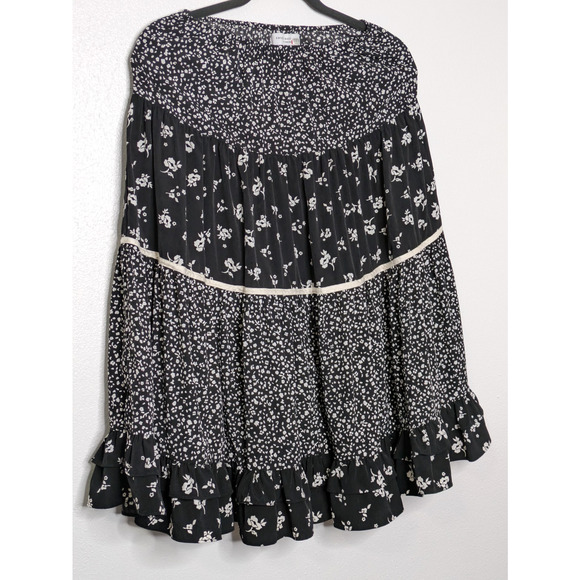 Sweet Baby Jamie Tiered Black Floral Midi Skirt Size XS - Picture 2 of 8